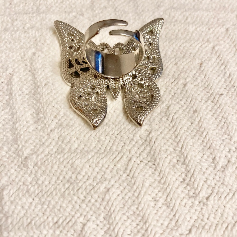 Adjustable Rhinestone Butterfly Ring - Picture 2 of 2